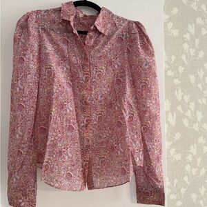 Ulla Johnson Pink Floral Button Down Shirt